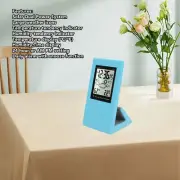 (Blue)Weather Forcast Clock Solar Battery Powered Square LCD Display Timing AN