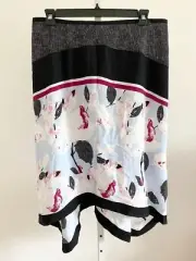 DKNY Women's Multicolor Mixed Print Asymmetrical Skirt Size 16 Lined Lightweight