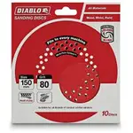 DIABLO 125mm 80-Grit Multi-Hole Hook & Loop Sanding Disc - 10 Piece 2608603272
