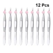 12PCS Eyebrow Tweezers Hair Extraction Tweezers Remover Tools