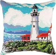 Collection d'Art Stamped Needlepoint Cushion 15.75"X15.75"-Lighthouse On The Shore Of The Bay CD5430
