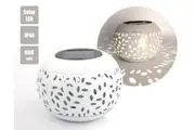 LED Solar Light Outdoor Garden Light Hanging Solar Lantern Light Retro Metal Decor Light Hollow Out White Jar Waterproof