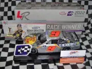 2022 Noah Gragson # 9 Bass Pro Shop Kansas Win Autographed 1/24th.