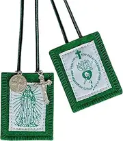 [TALPGOD] Scapulars Catholic, Green Scapular Of Immaculate Heart of Mary Green, Escapularios Catolicos Scapular Catholic Necklaces Religious Gift, Mexican Car Charms Mirror Hanging Accessories Decoration