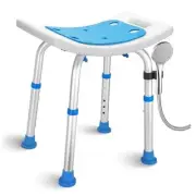 Bath Seat Bathroom Bathtub Shower Chair Stool for Round Foot Mats Blue