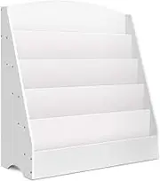 Keezi Kids Bookshelf, 5 Tiers Storage Book Shelf Bookshelves Corner Wall Toy Bookcase Rotating Display Shelves Home Living Room Bedroom Kindergarten Furniture, Rack White