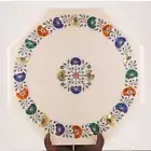 15" Marble Side Table Top Semi Precious Stones Floral Inlaid Art Handmade work