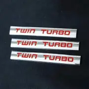 3x TWIN TURBO Chrome Red Metal Decal Sticker Badge Emblem Motors 3D Engine Coupe (for: Porsche)