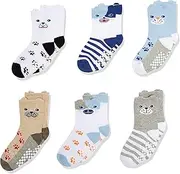 [Jefferies Socks] Non-skid Puppy Dog Socks 6 Pair Pack Sockshosiery