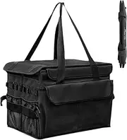 Camping Tableware Storage Bag, 30L Cooking Utensils Organizer, Multi-Compartment Cookware Bag, Side Pockets for Extra Storage, Portable for BBQ, Camping, Outdoor Picnic, 40x30x31cm