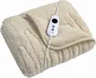 Reversible Sherpa & Coral Fleece Electric Heated Throw Blanket 200X180Cm Energy
