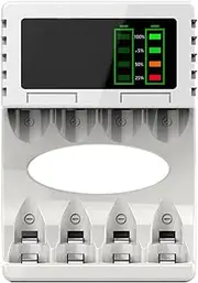 EZONEDEAL 4 Slot LCD Battery Charger for AA AAA Rechargeable Batteries - USB and Type C Input,Fast Charging Function,Battery Charger