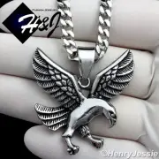 18-36"MEN Stainless Steel 5mm Cuban Chain Silver/Black Plated EAGLE Pendant*95