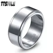 High Polished TTstyle 10mm Plain Stainless Steel Spinner Band Ring