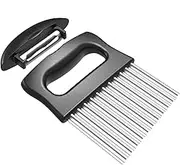 Crinkle Cutter for Potatoes,Stainless Steel Crinkle Chip Cutter - Veggie Chopper Crinkle Fry Cutter Peeler Wave Cutter Dough Cutter Waffle Fry Cutter for Kitchen Trave Camping