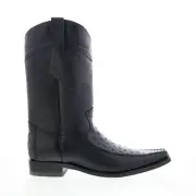 Los Altos Narrow Square Toe Ostrich Mens Black Wide Cowboy Western Boots