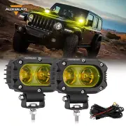 2X AUXBEAM 4" LED Pods Flood Work Light Fog Driving Lamps Offroad Backup SUV ATV