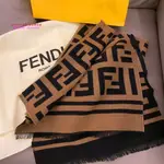 正品 FENDI 芬迪 FLOGO 羊毛圍巾 披肩