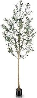 LYERSE 5ft Artificial Olive Tree Tall Fake Potted Olive Silk Tree with Planter Large Faux Olive Branches and Fruits Artificial Tree for Office House Living Room Home Decor