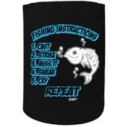 Alcohol Stubby Holder - Fishing Instructions Fish - Funny Novelty Birthday Gift Joke Beer Can Bottle