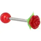 14G 5/8" SILICONE RED ROSE TONGUE RING FLEXIBLE BODY JEWELRY PIERCING BARBELL