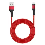 US-SJ338 U29 Micro USB LED Magnetic Braided Fast Charging Cable 2M For Tablet Smartphone RED COLOR