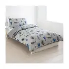 Double Bed Kids / Boys Cactus Creatures Grey & Blue Quilt / Doona Cover Set