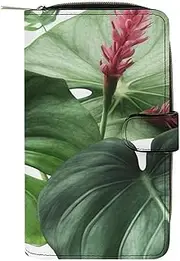 [QMNRTK] Tropical Leaves Credit Card Wallet Rfid Blocking Slim Bifold Genuine Leather Minimalist Front Pocket Wallets Keychain Wallet for Men And Women, style, 19.7x11x3.5cm, Style, 19.7x11x3.5cm