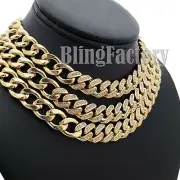 Partial Iced Gold PT 11mm 18" 20" 24" Miami Cuban Choker Chain Hip Hop Necklace
