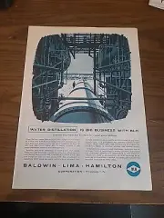 Baldwin Lima Hamilton Print Ad 1962 Water Distillation 8x11
