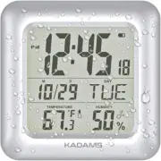 Bathroom Digital Clock - Shower Wall Clock Water Resistant Temperature & Humidit