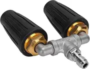 Dual Turbo Nozzle Pressure Washer, 360° Rotating Turbo Nozzle with 1/4 Quick Connector, 4000 PSI 360° Rotating Pressure Washer Nozzle, for Cleaning Brick, Concrete (Black)