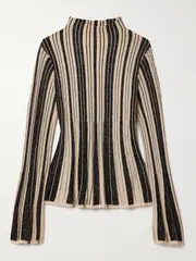 [Zimmermann] Zimmermann - Story 1 Striped Metallic Ribbed-knit Top - Black - 1 1 Black