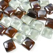 LUEYAO Flat Marbles Glass Beads Square Brown and Clear Color for Vase Fillers Mixed Colour Stone for Succulent Garden Decoration Craft Project Fish Tank Bottom Decoration 1LB