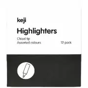 Keji Highlighters Chisel Assorted 12 Pack