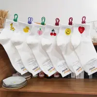 在飛比找ETMall東森購物網優惠-小黃鴨kikiya韓國卡通笑臉女短襪