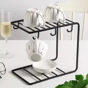 Mug Rack Cup Drying Rack Metal 6 Cup Holder Stand Drying Organizer Black