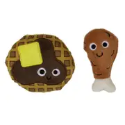 Mad Cat Chicken And Waffles Plush 2 Pack Cat Toy