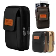 Cell Phone Vertical Pouch Canvas Wallet Case With Belt Loop Card Holder Holster