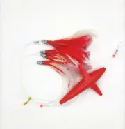 Tuna Feather Red White 6 In. - Red Lure Attached Feather Chain