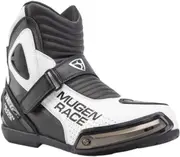 MUGENRACE Hurry perforated Motocycle Boots, black-white, Size 45 for Men Black White