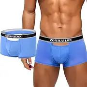 [HASWECHYS] Sexy Men Boxer Briefs Open-Front Design Underwears Breathable Boxer Shorts