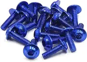 uxcell 20pcs M6 X 20mm Blue Aluminum Alloy Motorcycle Hex Socket Head Bolts Bumper Screws Universal Replacement