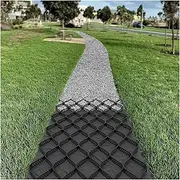 Garden Retaining Wall Grid Stabilizer 2" Thick Gravel Ground Grid Stabilization Grids, Driveway Stabilization Grids Ground Grid for Landscaping Parking Lots Garden,Black(2x5m/6.5x16ft)