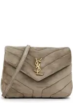 Saint Laurent Loulou Toy Quilted Suede Cross-body Bag, Cross-body bag - Taupe One Size
