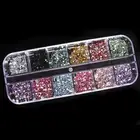 1200x Bling 2mm Nail Art Tips Mixed Color Acrylic Manicure Nail Stickers&Case