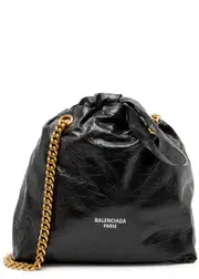 Balenciaga Crush Small Crinkled Leather Bucket bag - Black ONE SIZE