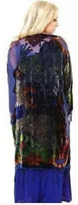 DEEP PURPLE ARTDECO STEVIE NICK'S STYLE SILK MUCHA GYPSY BOHEMIAN DELUXE DUSTER