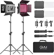 GVM RGB LED Video Light with Bluetooth Control, 60W Photography Studio Lighting Kit with Stands, 2-Packs 880RS Dimmable Led Panel Light for Youtube, Streaming, Gaming, 8 Applicable Scenes, CRI97