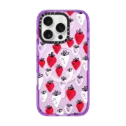 iPhone 16 Pro Impact Case MagSafe Compatible Strawberry love transparent